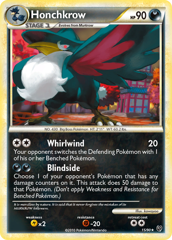 Honchkrow (15/90) - HS—Undaunted Pokémon Card