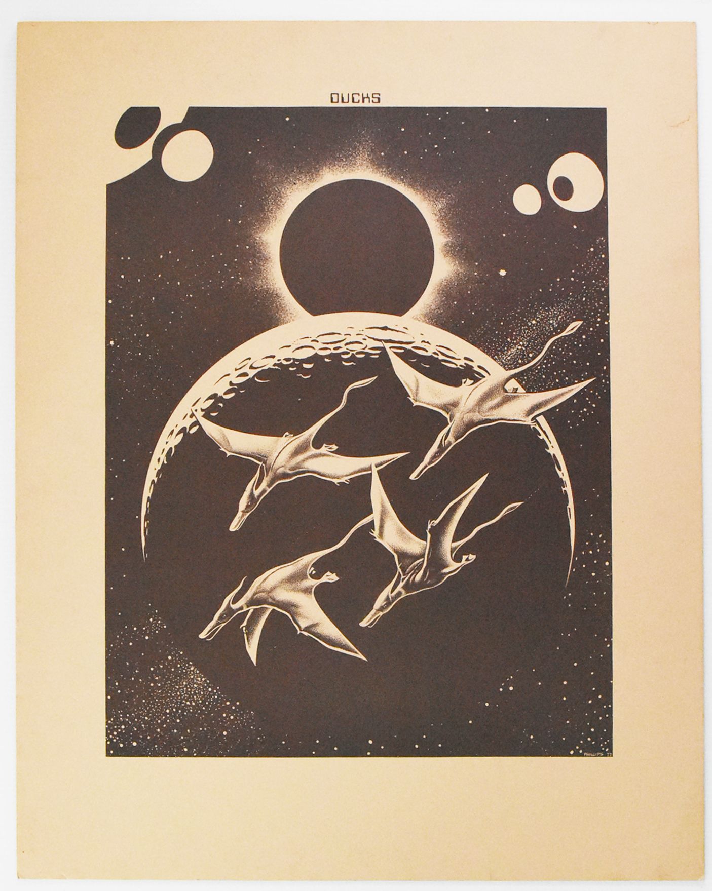 The Ducks featuring Neil Young, Bob Mosely, Jim Phillips Original Promotional Poster 1977 Concert Poster