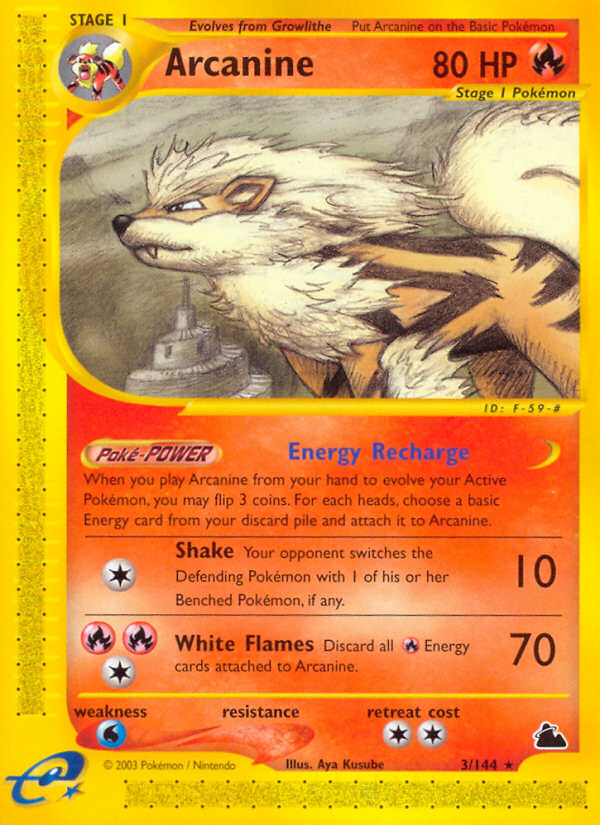 Arcanine (3/144) - Skyridge Pokémon Card