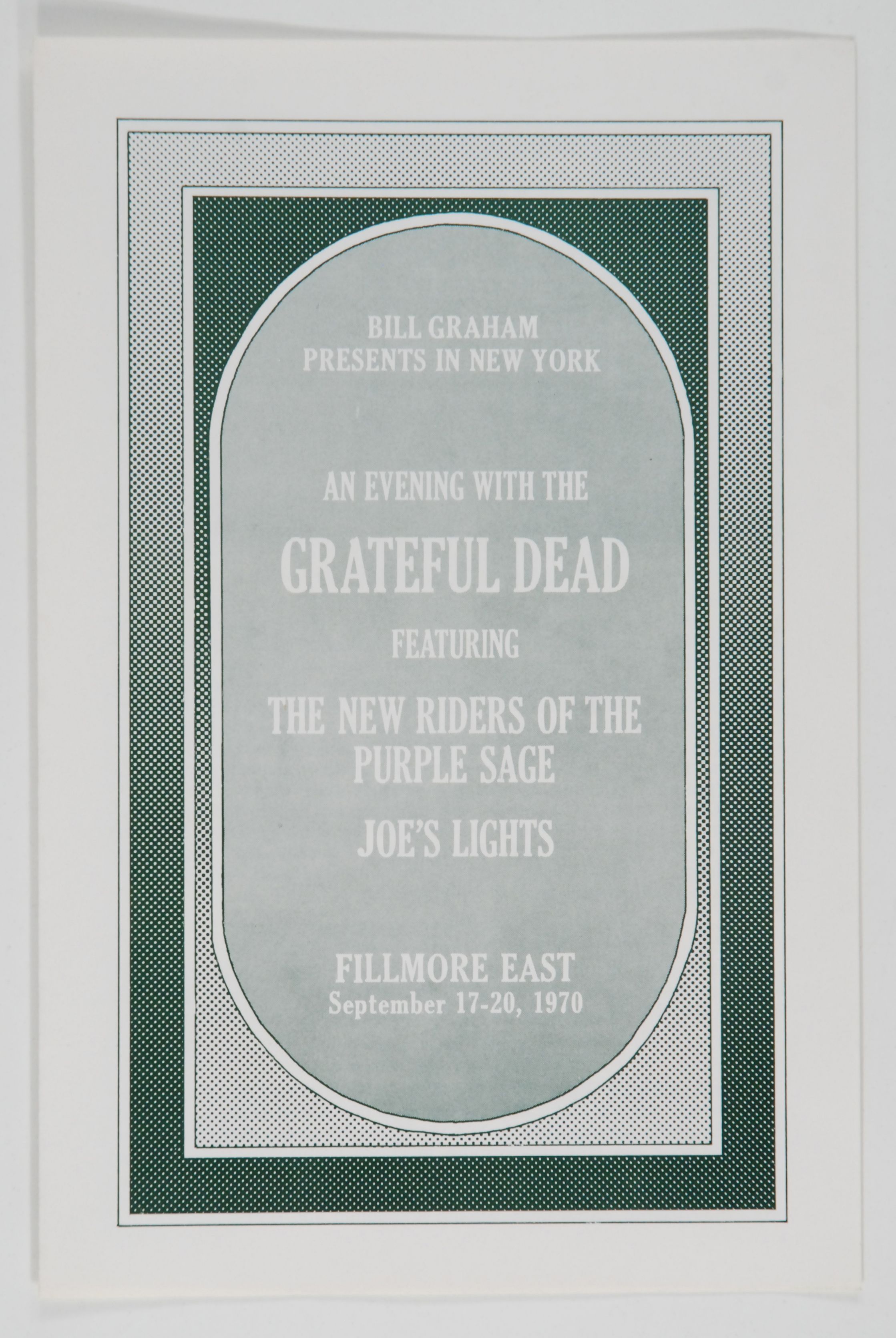 Grateful Dead The Fillmore East PROG 1970 Concert Poster