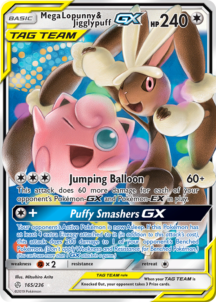 Mega Lopunny & Jigglypuff GX (165/236) - Cosmic Eclipse Pokémon Card