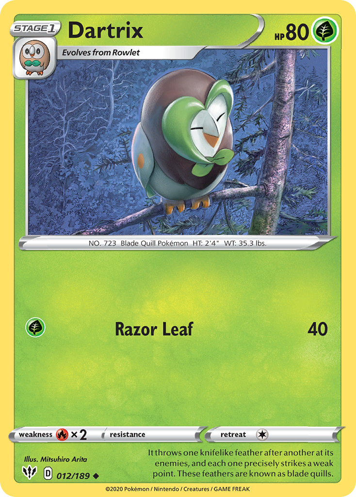 Dartrix (12/189) - Darkness Ablaze Pokémon Card