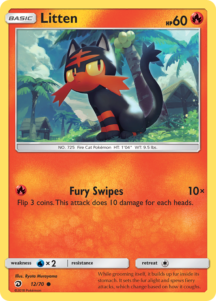 Litten (12/70) - Dragon Majesty Pokémon Card