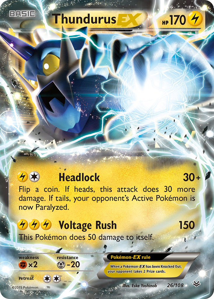 Thundurus EX (26/108) - Roaring Skies Pokémon Card