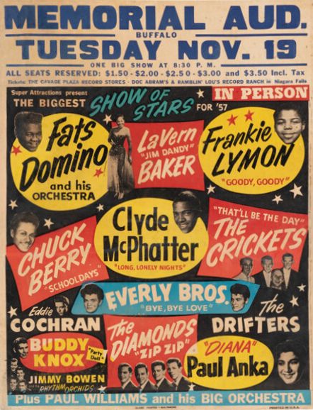 Buddy Holly with Fats Domino & Chuck Berry Memorial Auditorium 1957 Concert Poster
