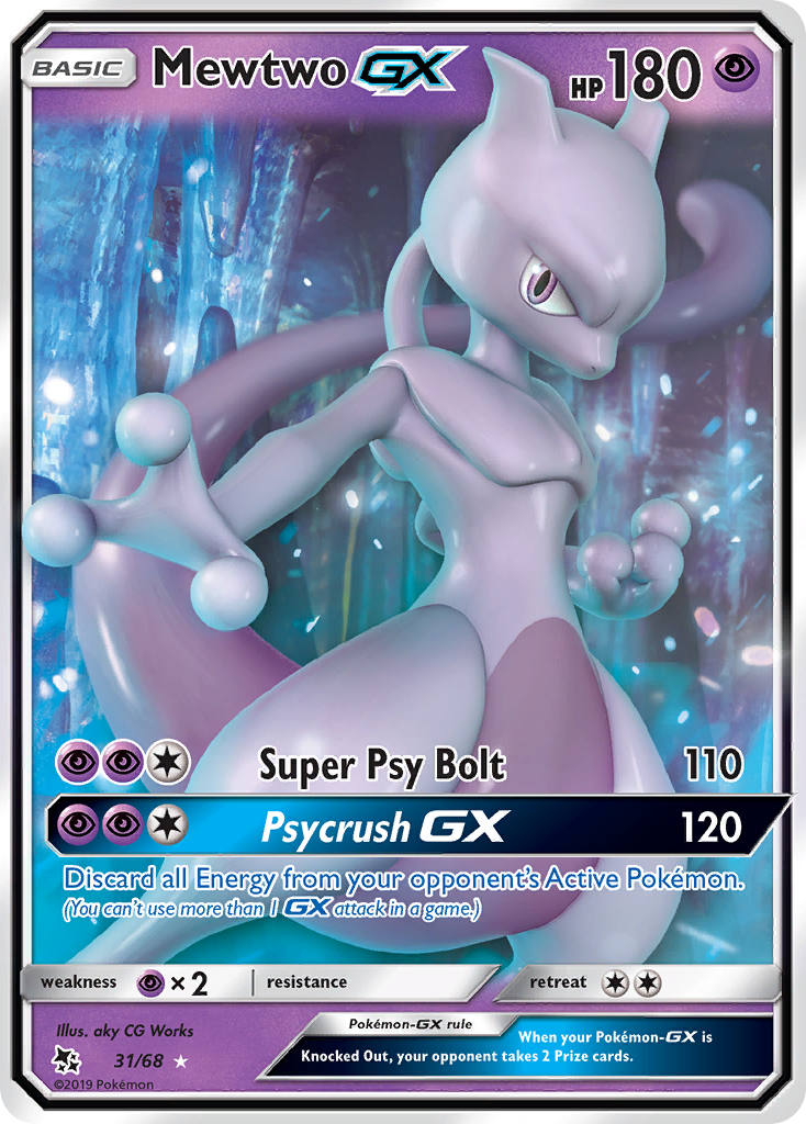 Mewtwo GX (31/68) - Hidden Fates Pokémon Card