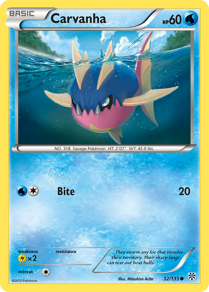 Carvanha (32/135) - Plasma Storm Pokémon Card