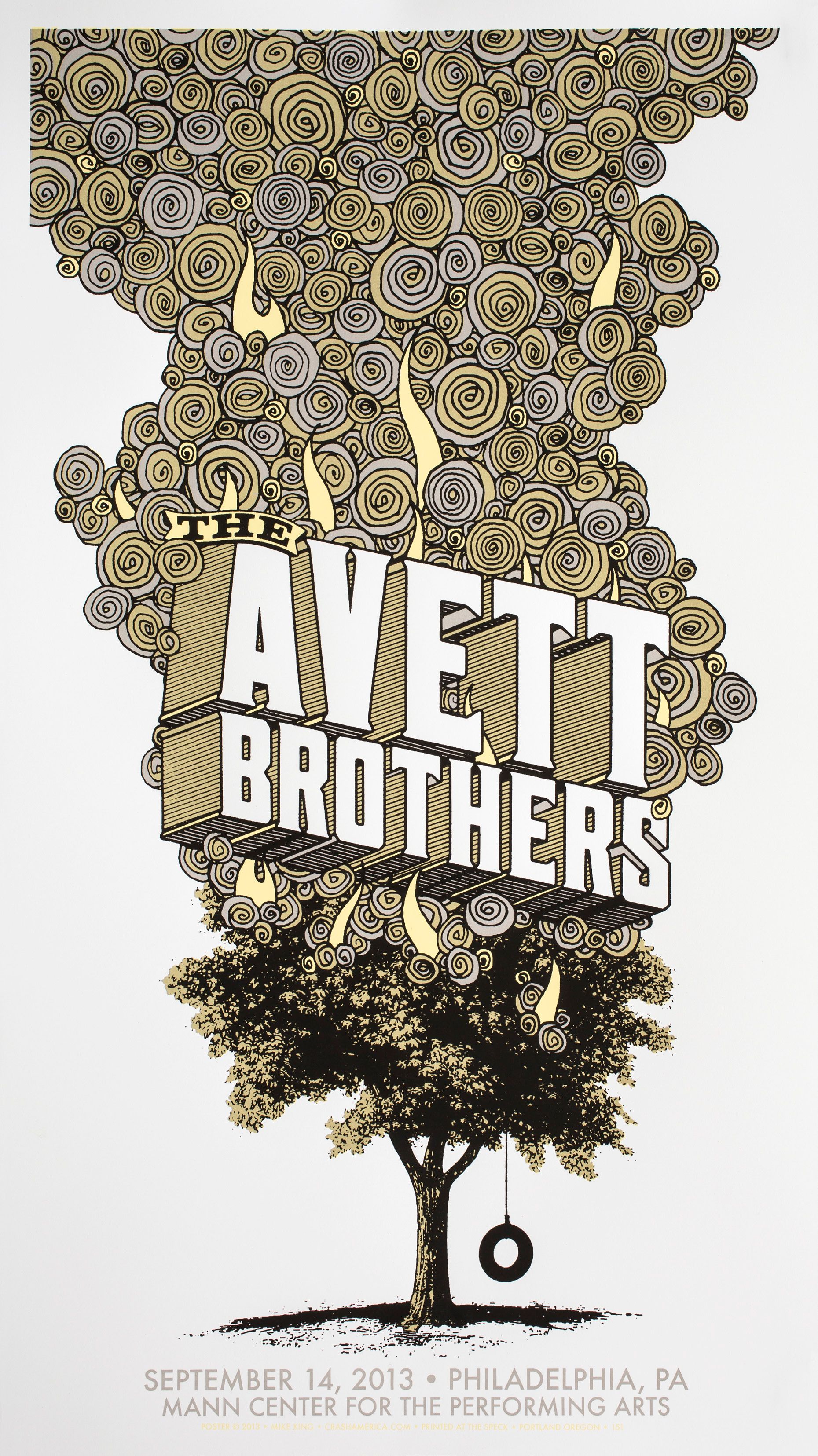 MXP-236.1 Avett Brothers 2013 Mann Center For The Performing Arts  Sep 12 Concert Poster