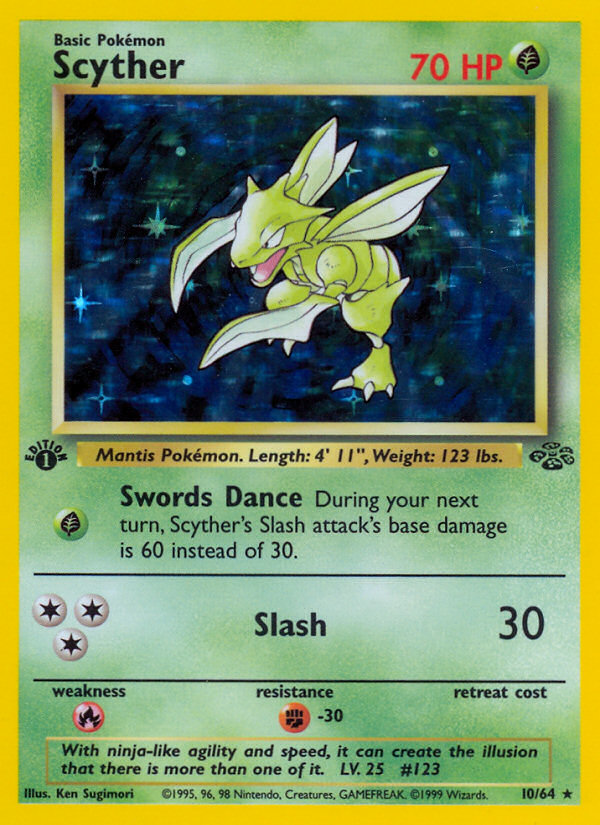 Scyther (10/64) - Jungle (1st Edition) Pokémon Card