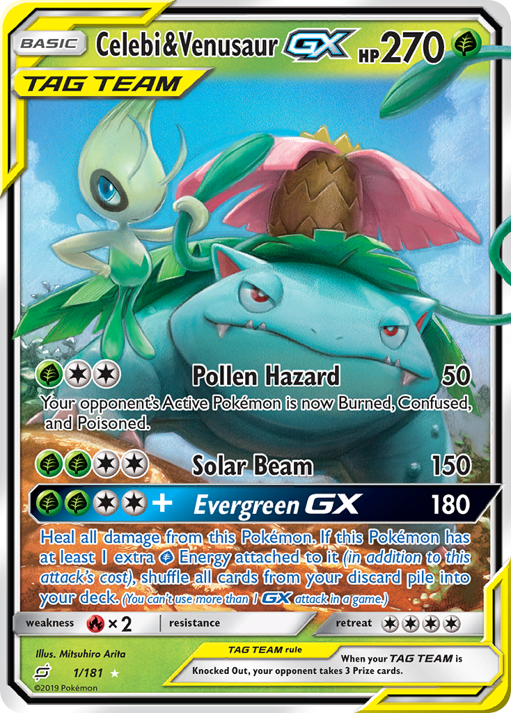 Celebi & Venusaur GX (1/181) - Team Up Pokémon Card