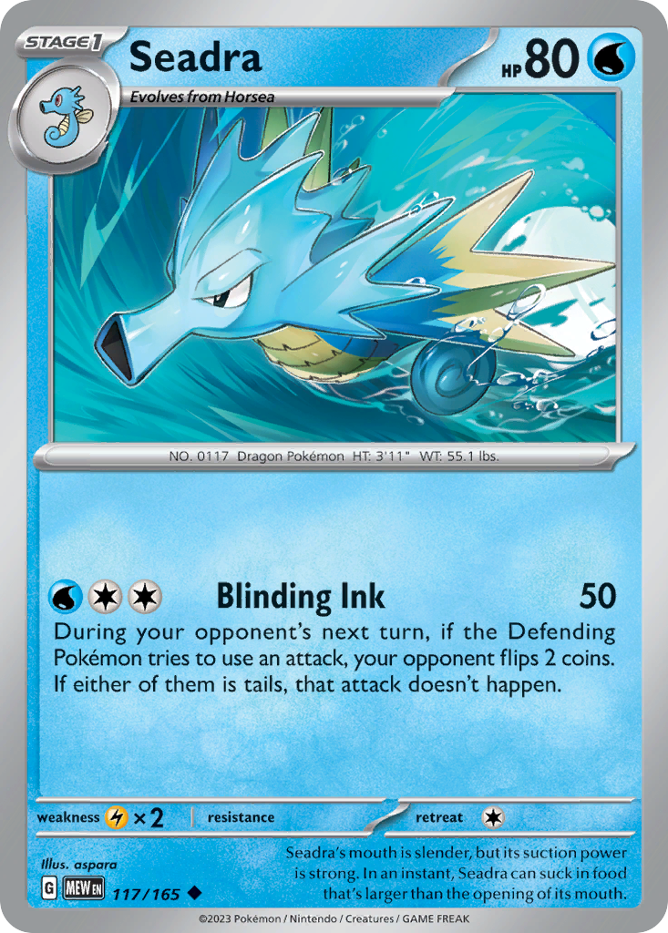 Seadra (117/165) - 151 Pokémon Card