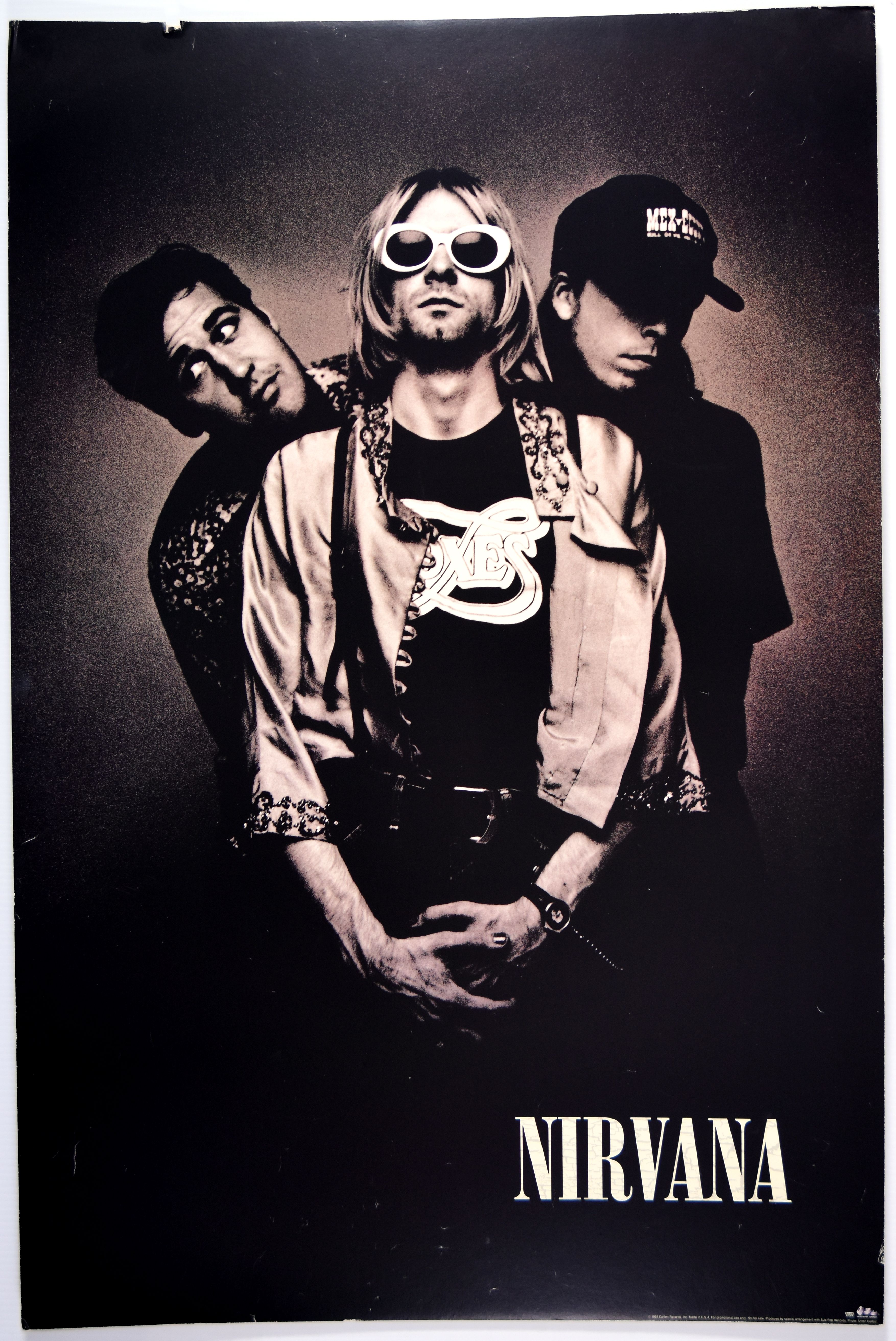 Nirvana Geffen Records Promotional Band Poster 1993 Concert Poster