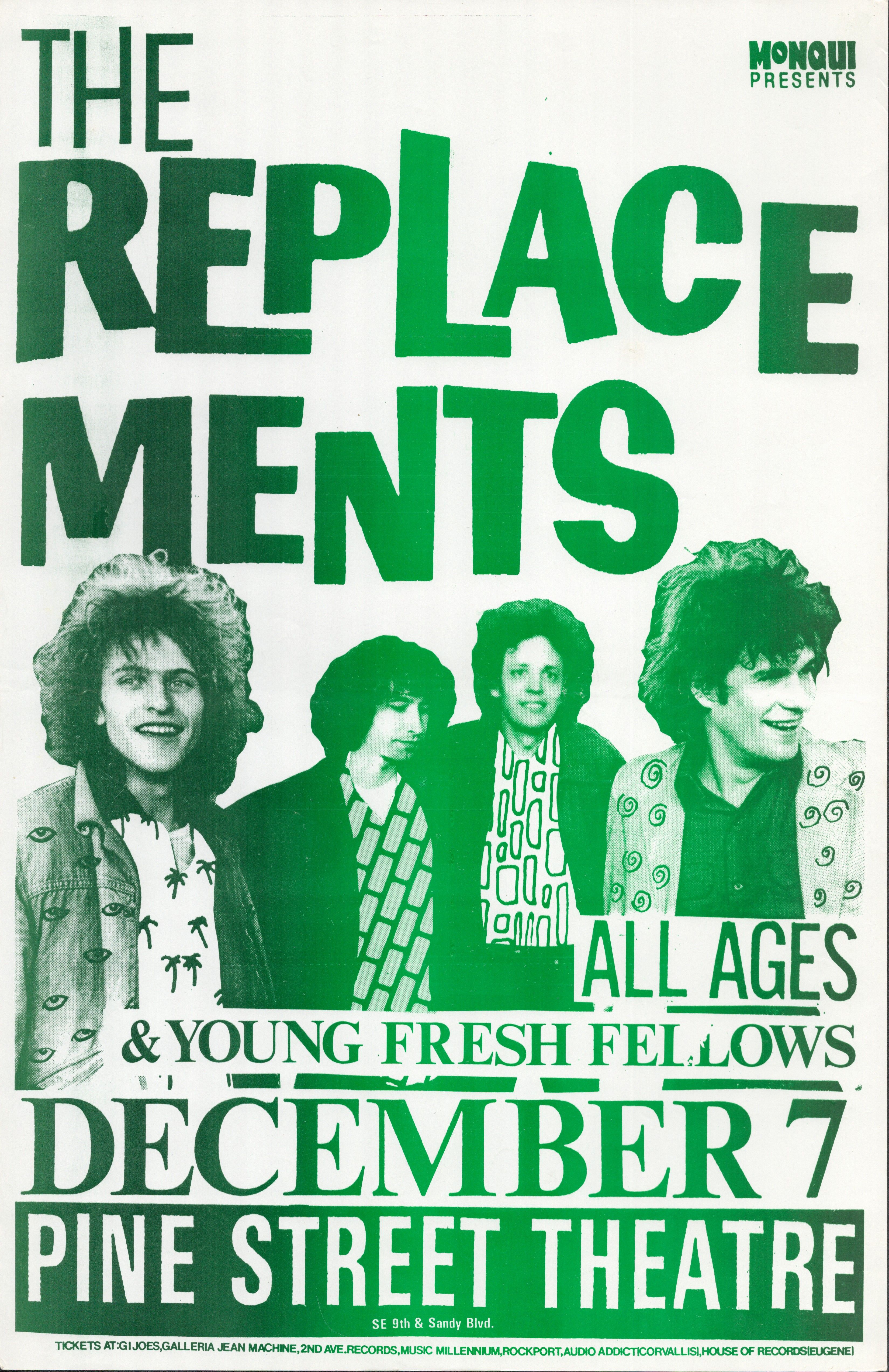 MXP-94.2 The Replacements at Pine Street Theatre 1987 Concert Poster