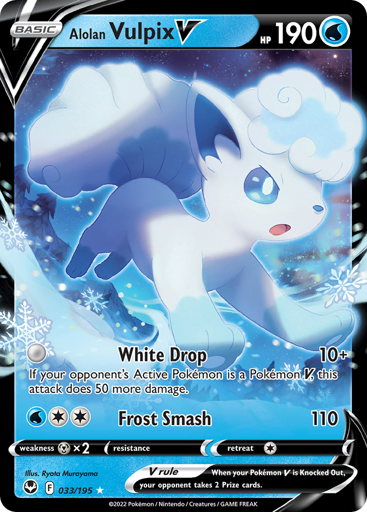 Alolan Vulpix V (33/195) - Silver Tempest Pokémon Card