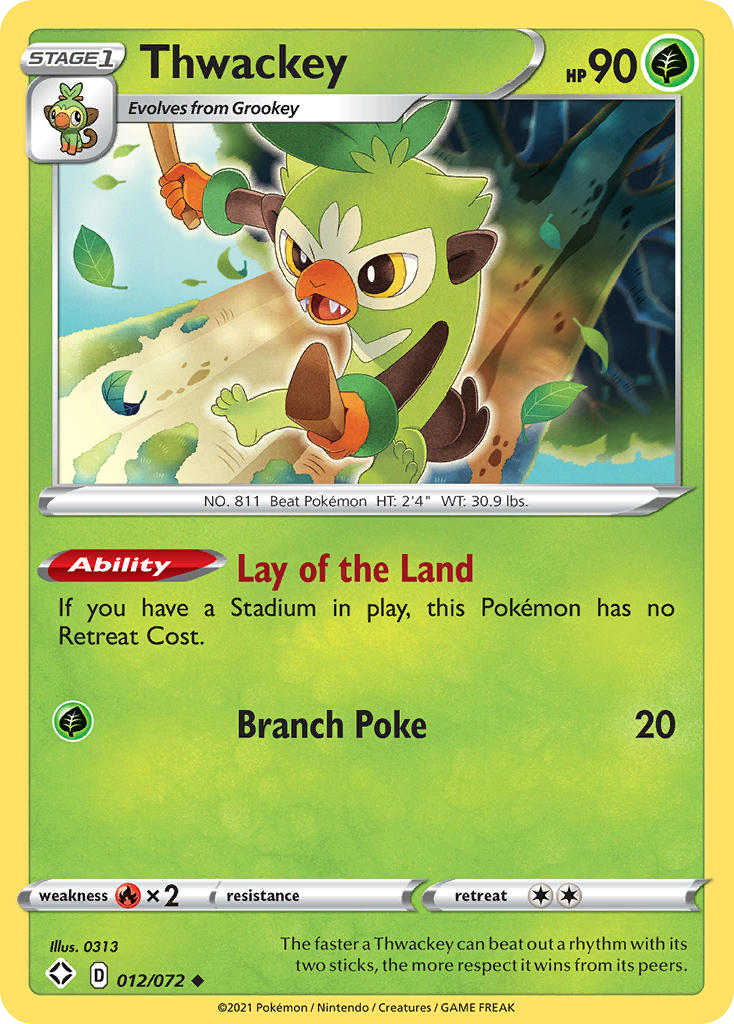 Thwackey (12/72) - Shining Fates Pokémon Card