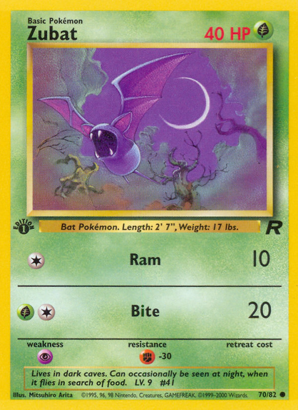 Zubat (70/82) - Team Rocket (1st Edition) Pokémon Card