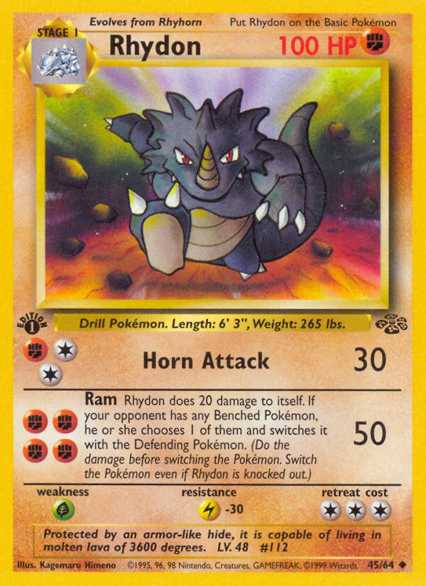 Rhydon (45/64) - Jungle (1st Edition) Pokémon Card