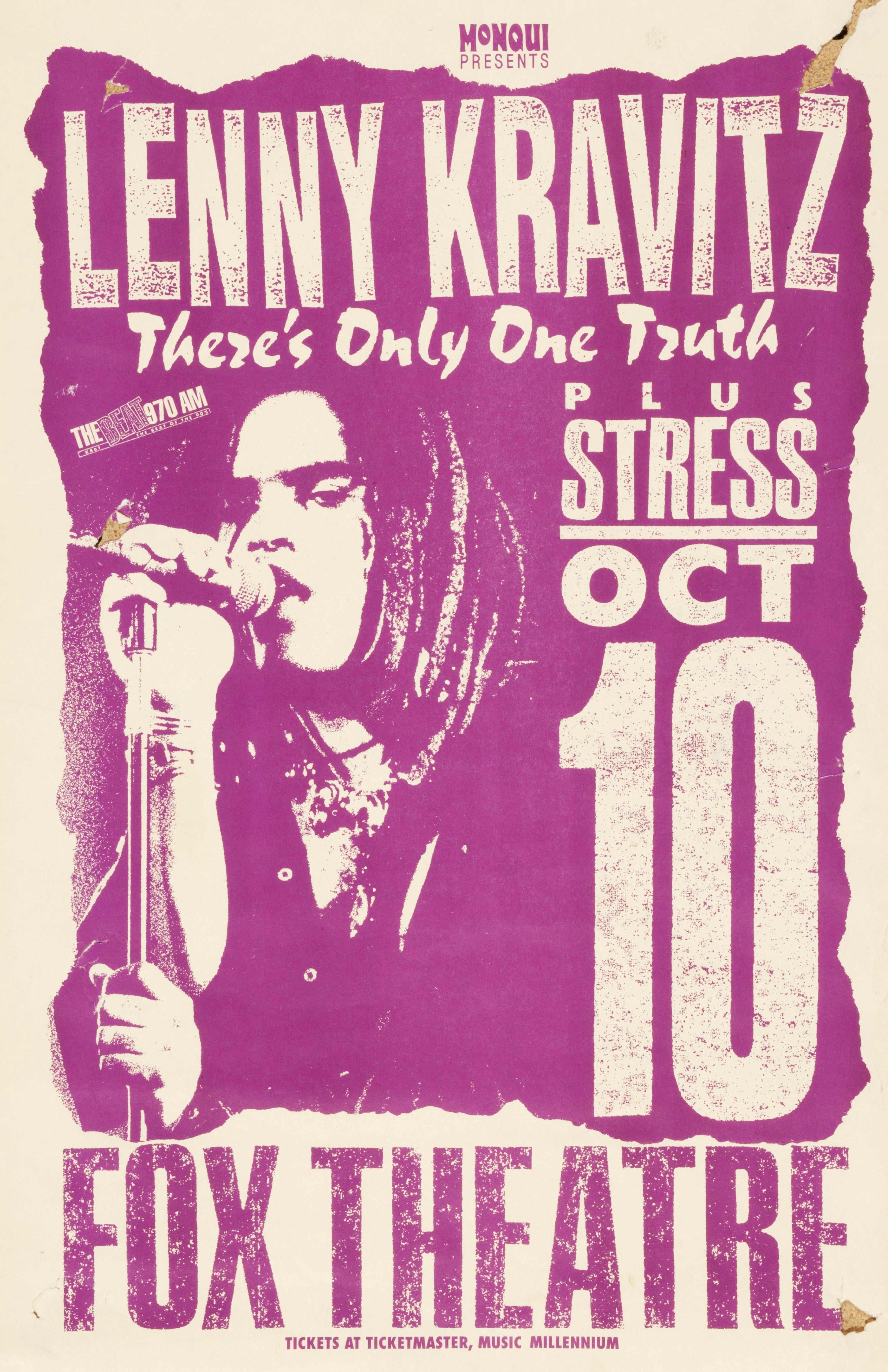 MXP-182.4 Lenny Kravitz 1991 Fox Theatre  Oct 10 Concert Poster