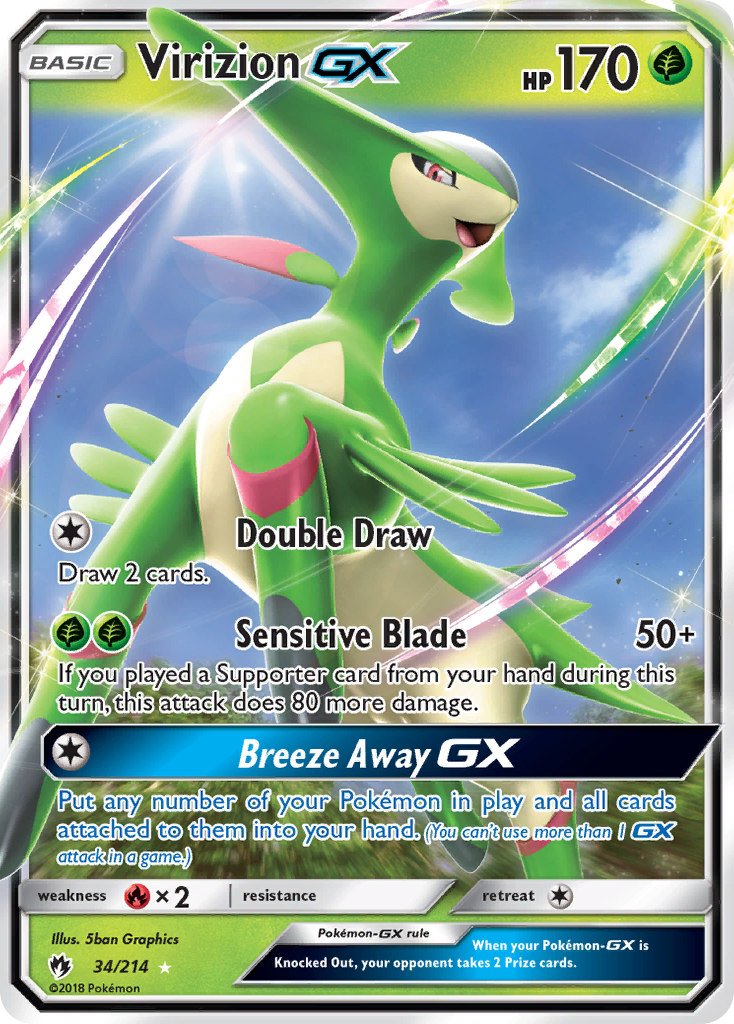 Virizion GX (34/214) - Lost Thunder Pokémon Card