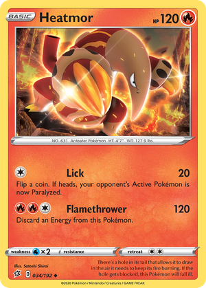 Heatmor (34/192) - Rebel Clash (Reverse Holo) Value - GoCollect