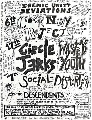 Cockney Rejects & Circle Jerks Irenic Unity Deviations Presents