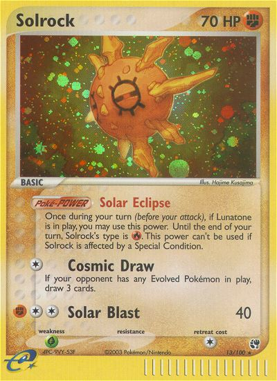 Solrock (13/100) - Sandstorm Pokémon Card