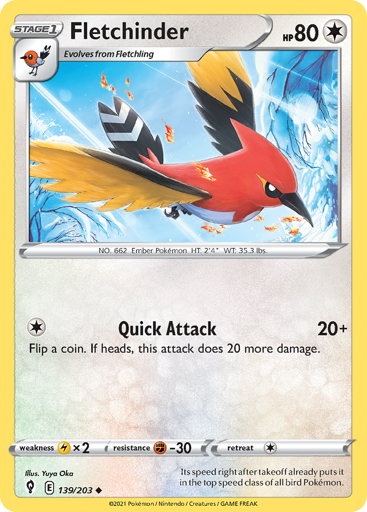 Fletchinder (139/203) - Evolving Skies Pokémon Card