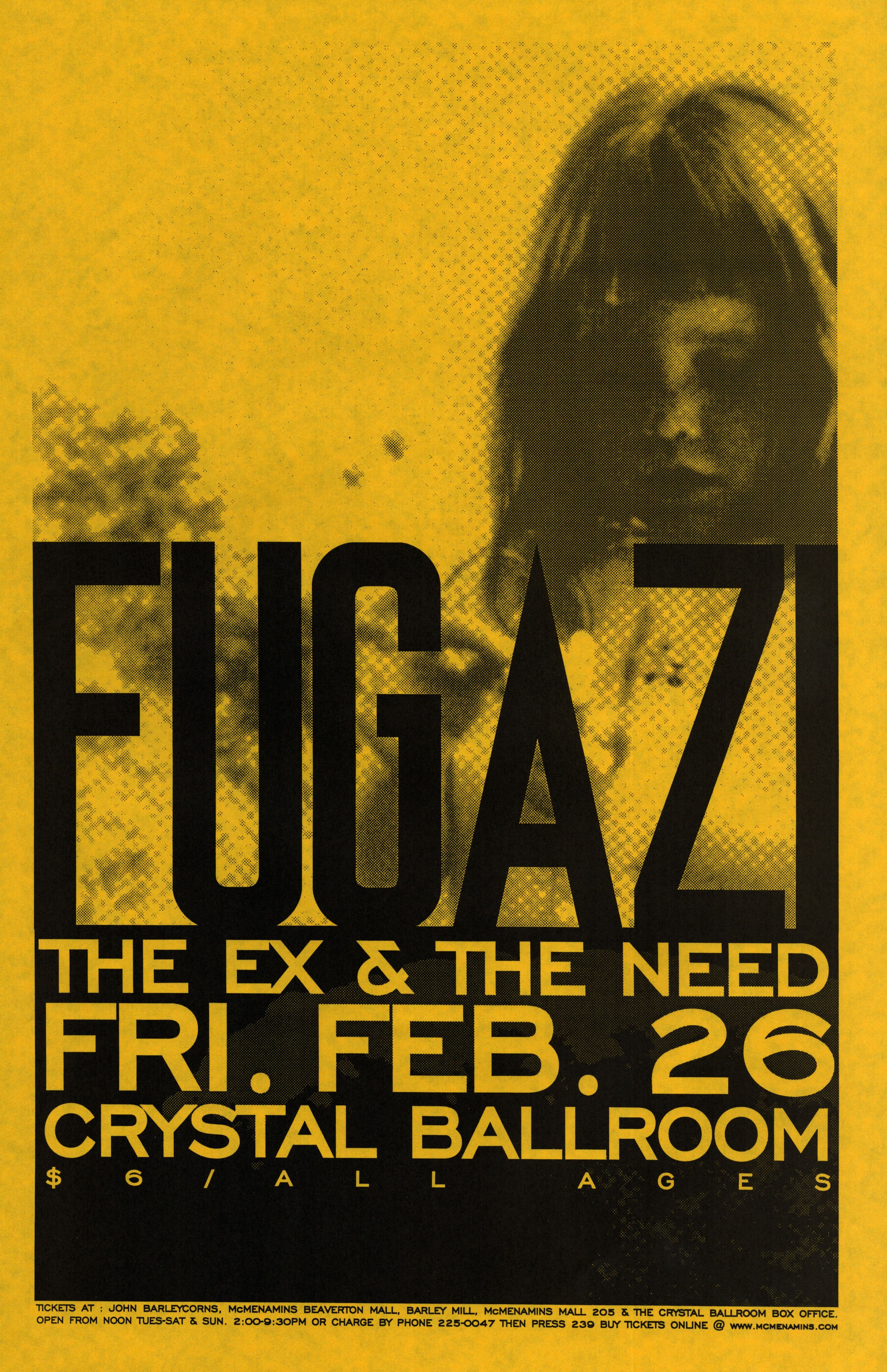 MXP-62.2 Fugazi 1999 Crystal Ballroom  Feb 26 Concert Poster