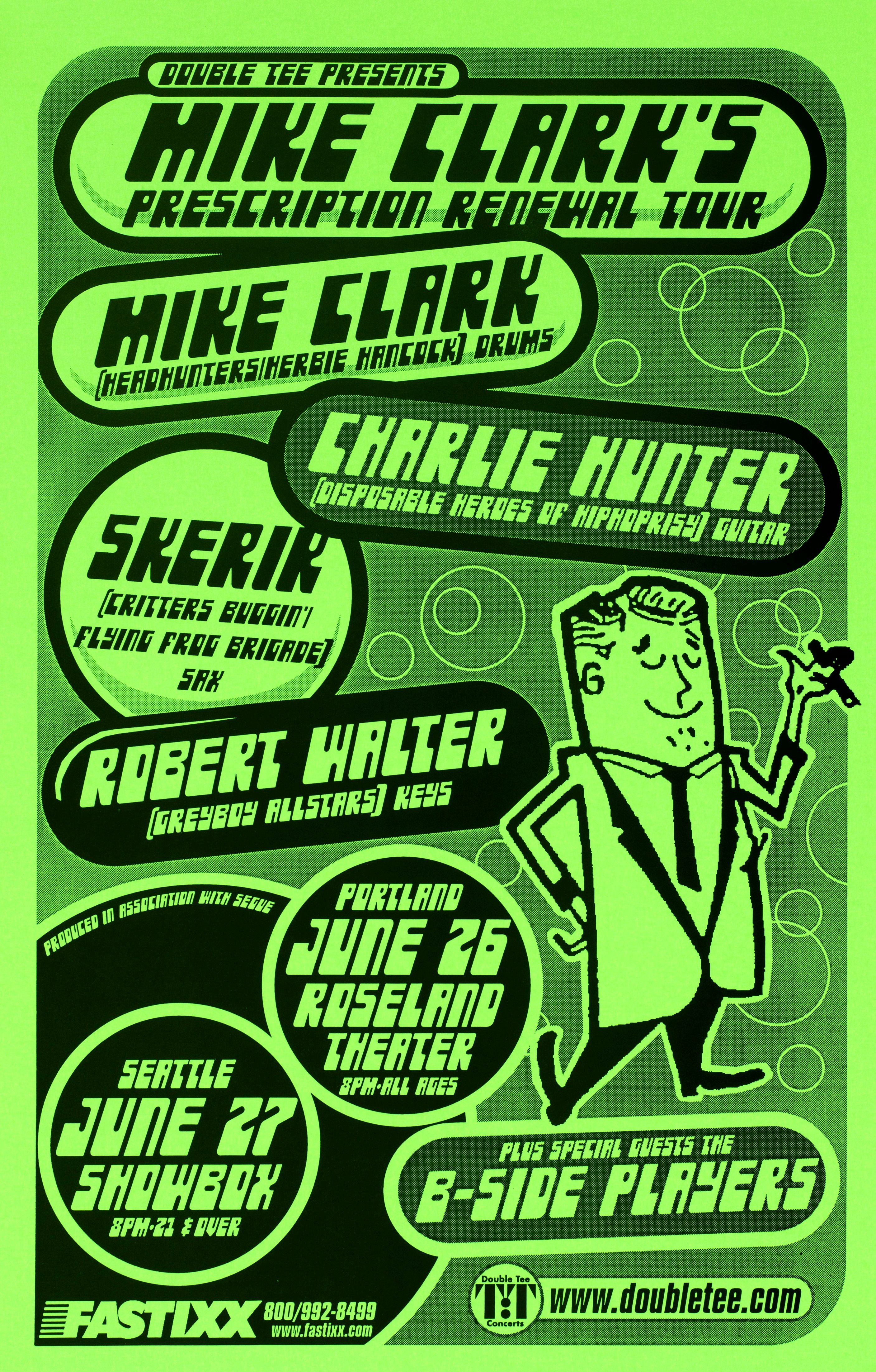 MXP-210.5 Mike Clark's Prescription Renewal Tour Roseland Theater 2001 Green Concert Poster