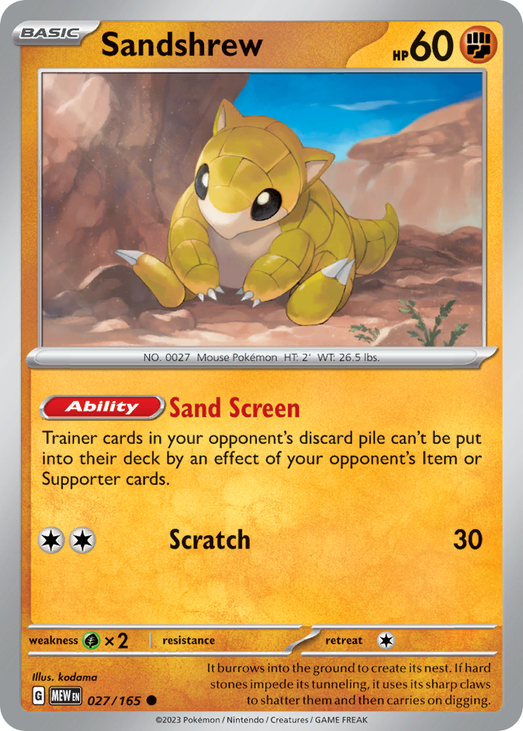 Sandshrew (27/165) - 151 Pokémon Card