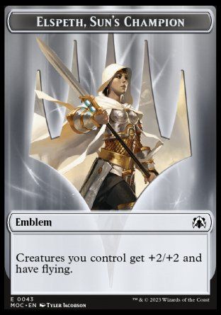 Emblem Elspeth, Sun's Champion (March of the Machine Commander Decks) Trading Card