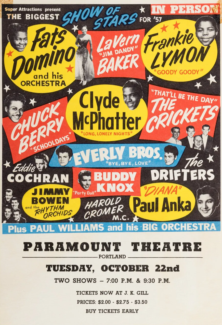 Fats Domino & Chuck Berry Paramount Theatre Handbill 1957 Concert Poster