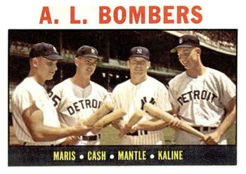 A.L. Bombers: Roger Maris, Norm Cash, Mickey Mantle, Al Kaline 1964 Topps #331 Sports Card
