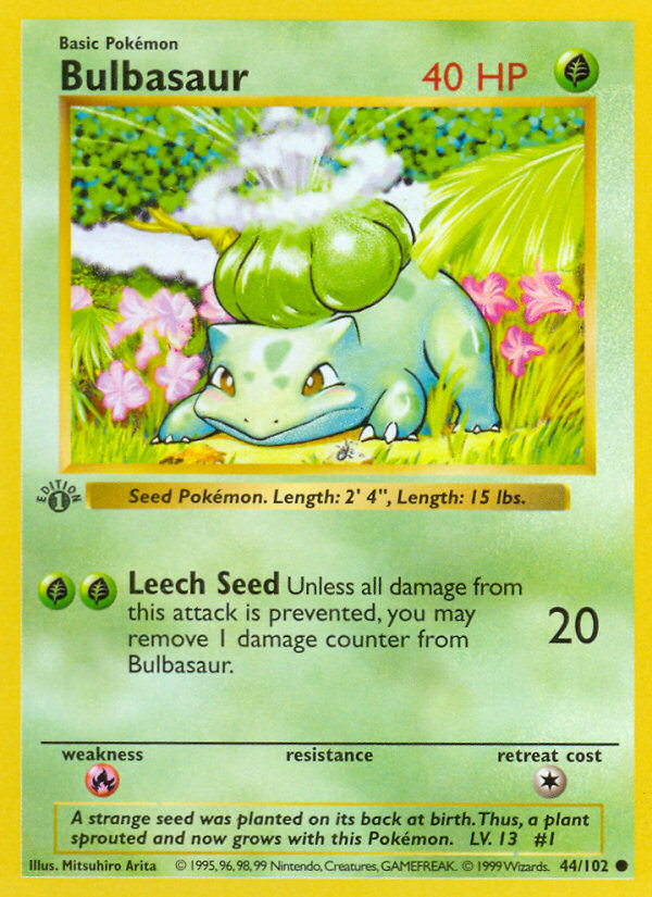 Bulbasaur (44/102) - Base (1st Edition) Pokémon Card