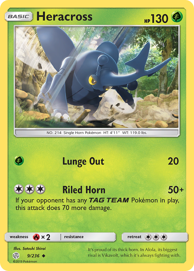 Heracross (9/236) - Cosmic Eclipse Pokémon Card