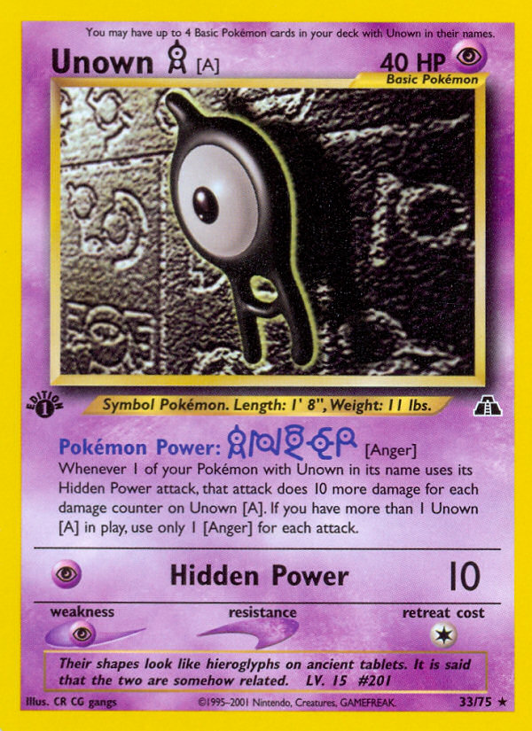 Unown [A] (33/75) - Neo Discovery Pokémon Card