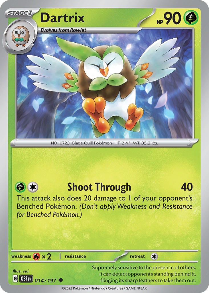 Dartrix (14/197) - Obsidian Flames Pokémon Card