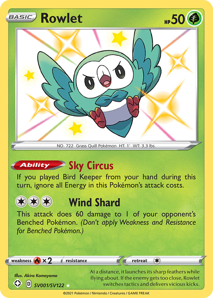 Rowlet (SV001) - Shining Fates Shiny Vault Pokémon Card