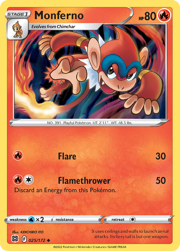 Monferno (25/172) - Brilliant Stars Pokémon Card