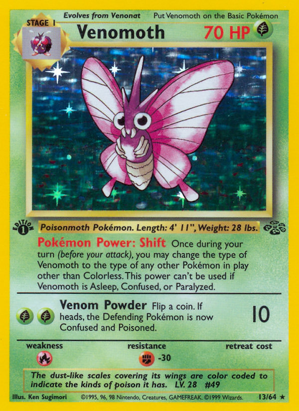 Venomoth (13/64) - Jungle (1st Edition) Pokémon Card