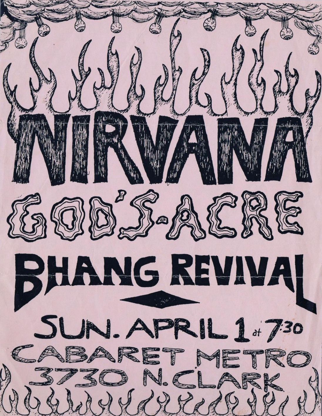 Nirvana Cabaret Metro 1990 Concert Poster