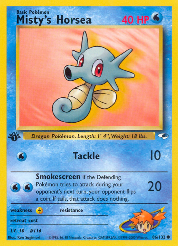 Misty's Horsea (86/132) - Gym Heroes (1st Edition) Pokémon Card