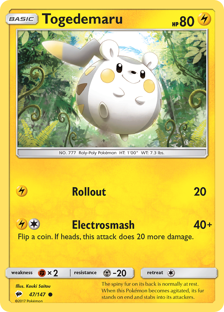 Togedemaru (47/147) - Burning Shadows Pokémon Card