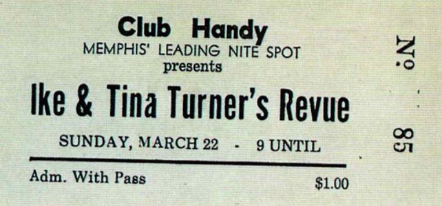 AOR-1.38 Ike & Tina Turner Club Handy Ticket 1964 Concert Poster
