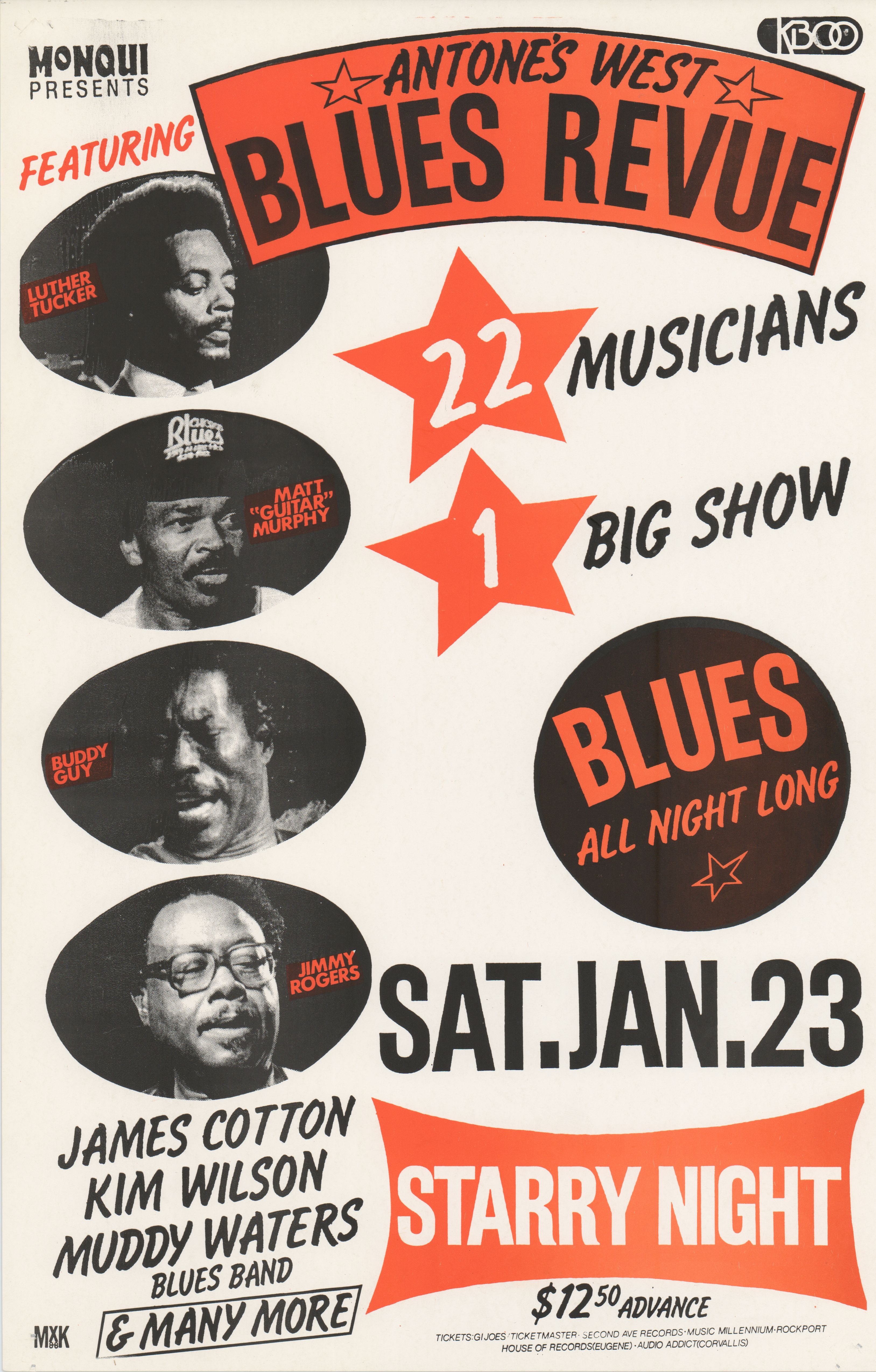 MXP-268.3 Antones West Blues Revue - Event 1988 Buddy Guy  Jan 23 Concert Poster