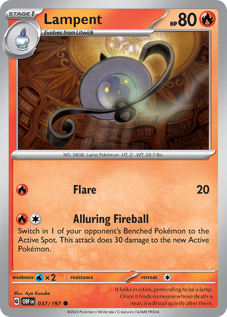 Lampent (37/197) - Obsidian Flames Pokémon Card