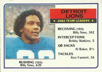Billy Sims 1983 Topps #58 Sports Card