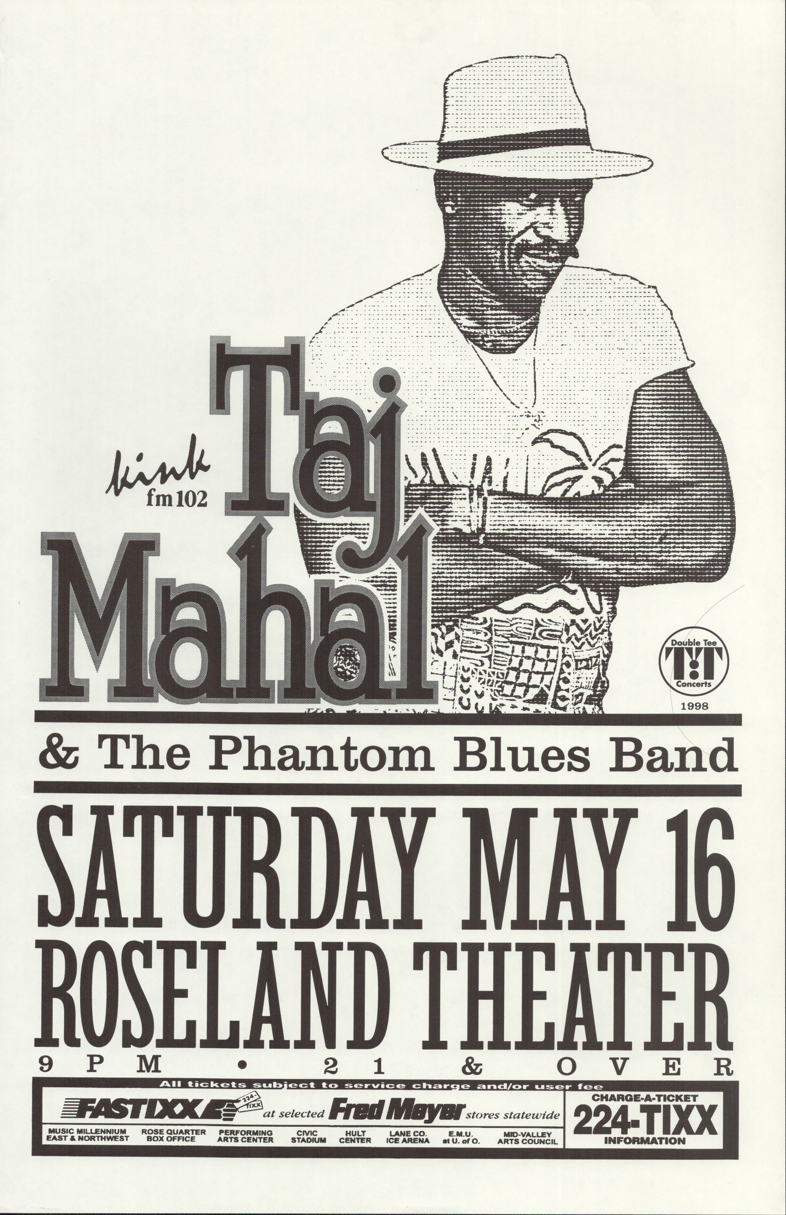Taj Mahal & The Phantom Blues Band 1000 Roseland Theater May 16 Concert Poster