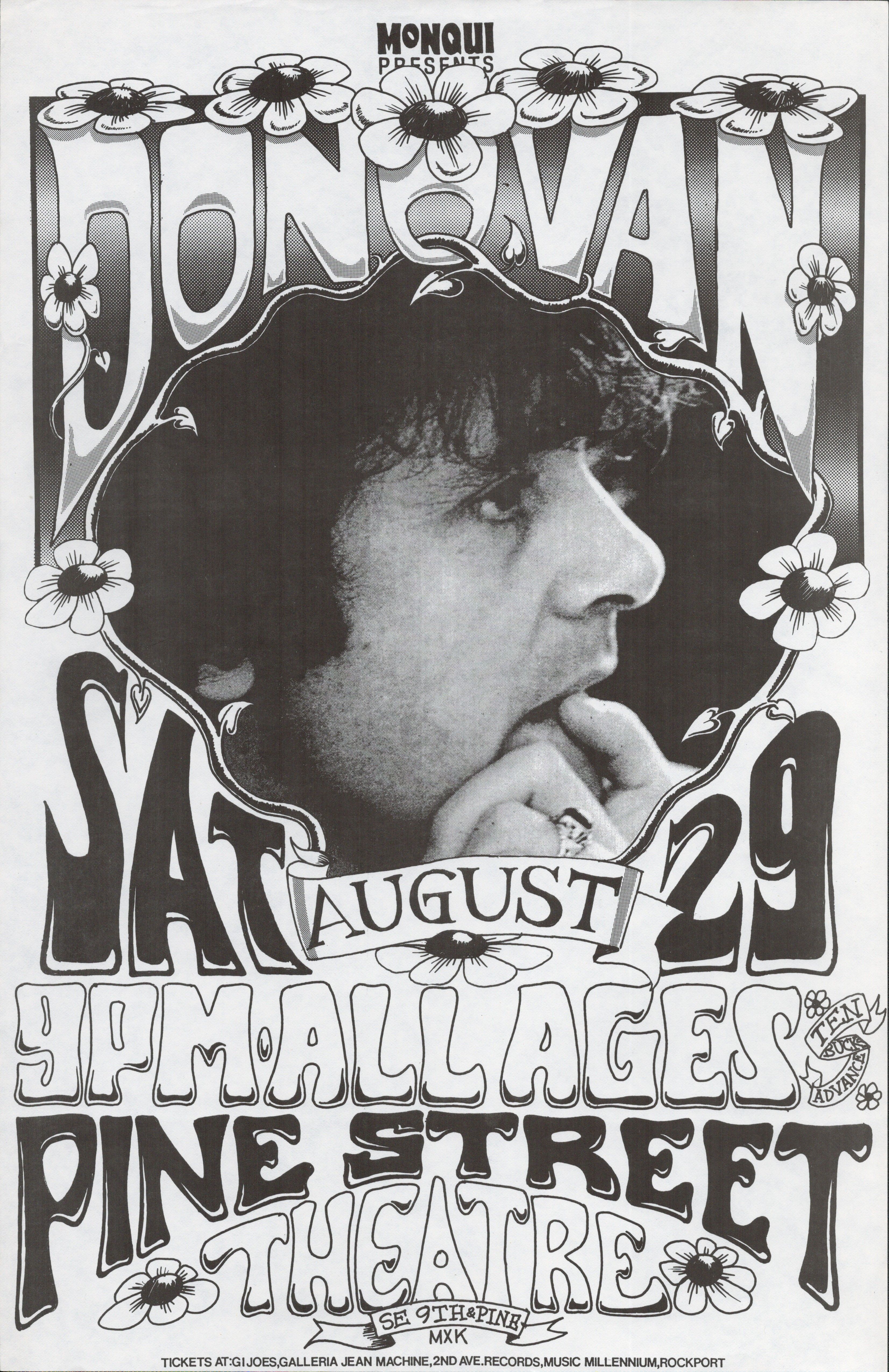 MXP-140.34 Donovan Pine Street Theatre 1987 Concert Poster