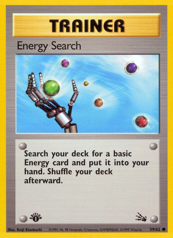 Energy Search (Trainer) (59/62) - Fossil (1st Edition) Pokémon Card